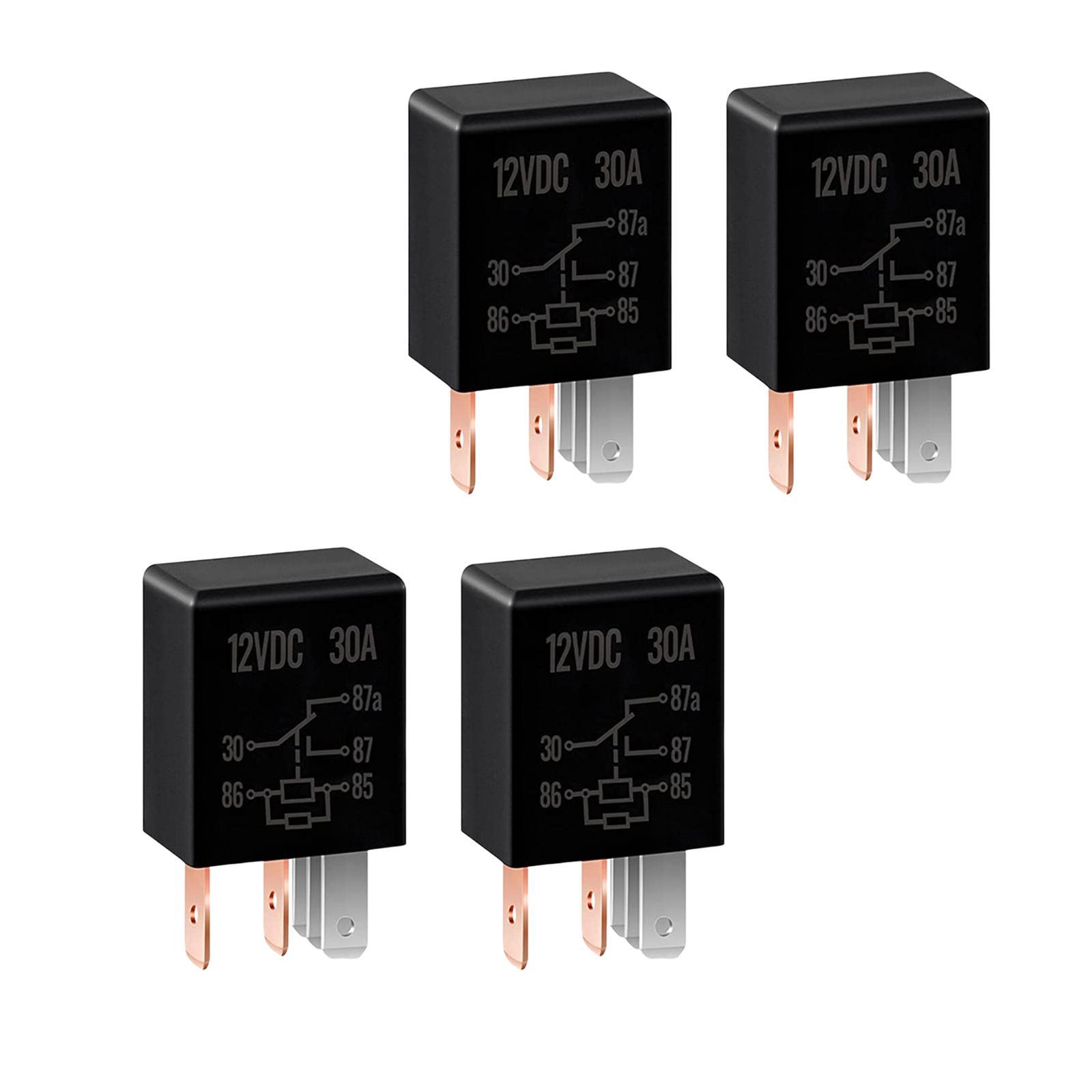 4 Pieces Automotive Relay 5 Pin 12V 30A Practical Professional Multi Purpose