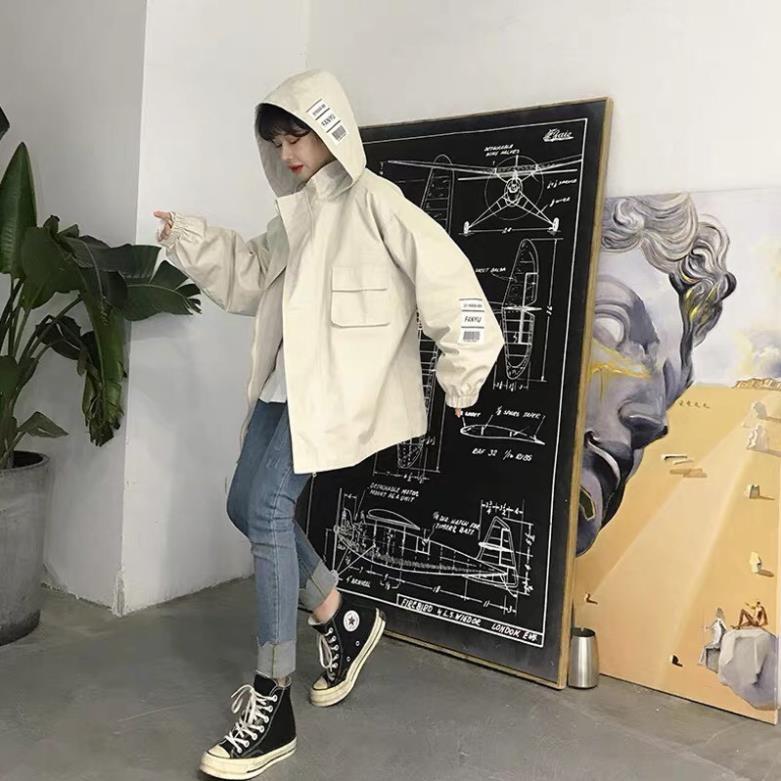Áo khoác kaki unisex form rộng túi hộp Team nam nữ thời trang kim gia thu đông