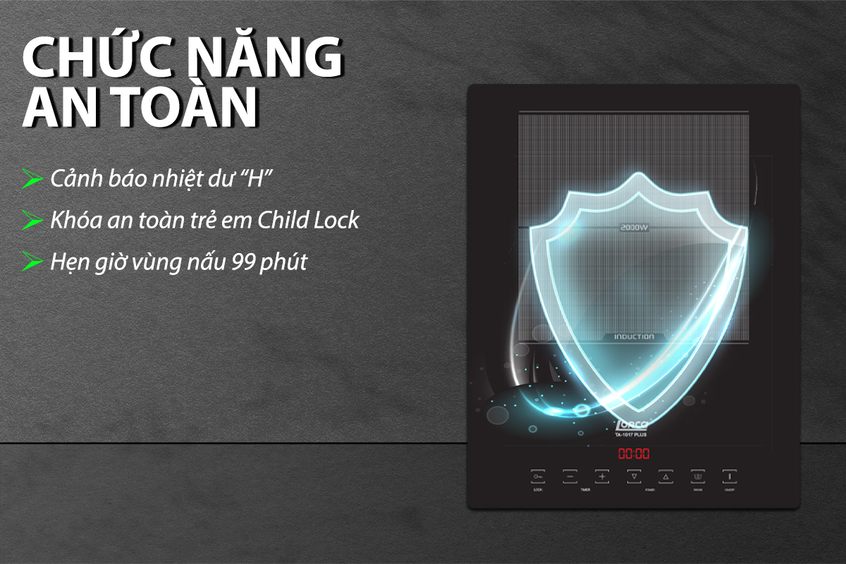 Bếp Từ Đơn LORCA TA 1017 PLUS - Hàng Chính Hãng Công Suất Lớn, Mỏng Nhẹ, Tiết Kiệm Điện, Bền Bỉ