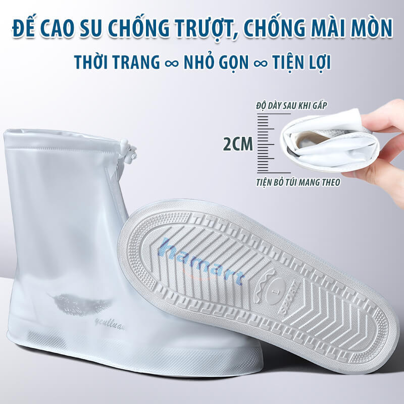 Ủng Bọc Giày Trời Mưa Chống Nước PVC Chống Bám Bẩn Áo Bảo Vệ Giày Chống Trơn Trượt Tiện Lợi