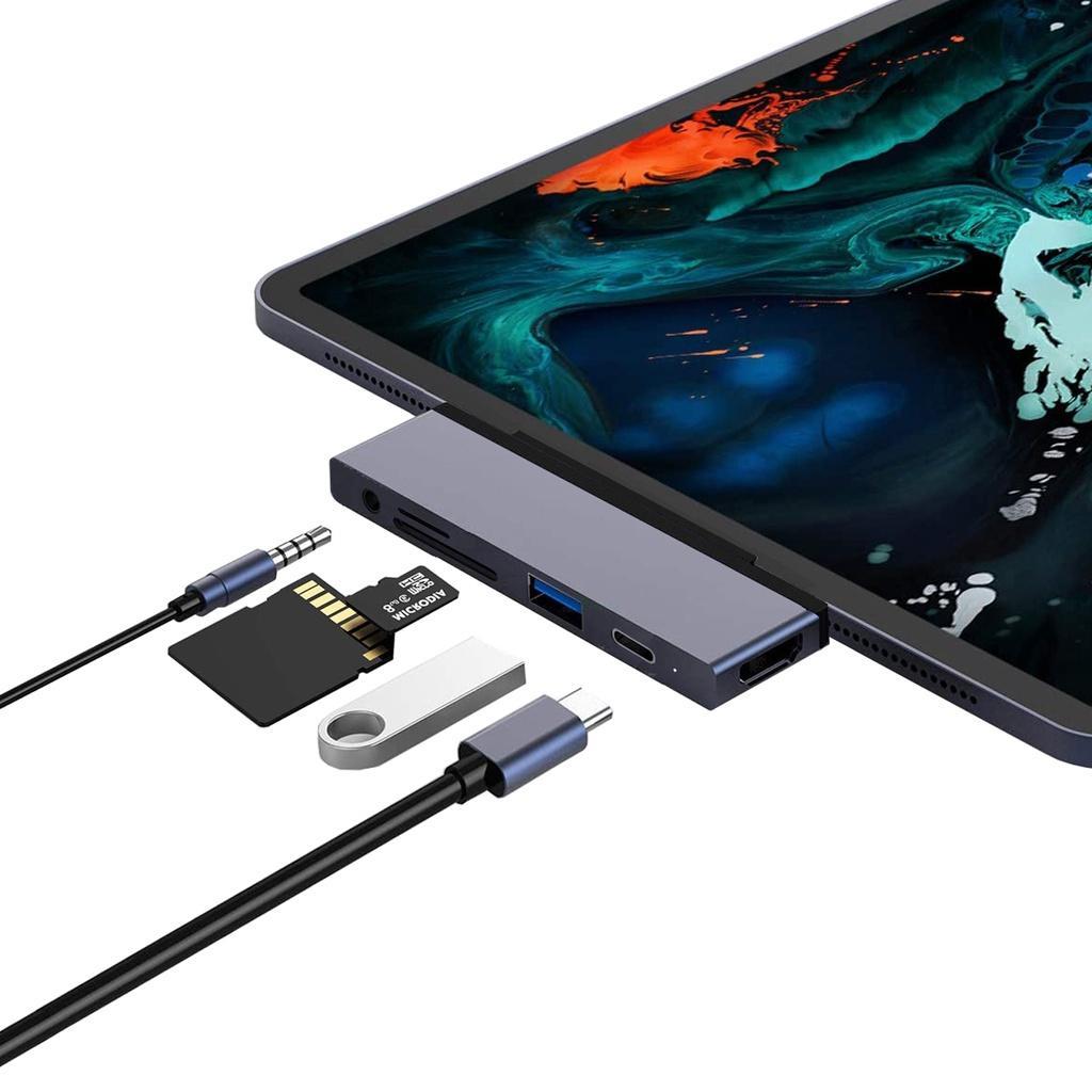 Bộ Chuyển Đổi Tai Nghe USB c Hub Type-c Sang 4K HDMI PD 3.5MM Aux / TF Cho iPad Pro / Air 4 2018 2020