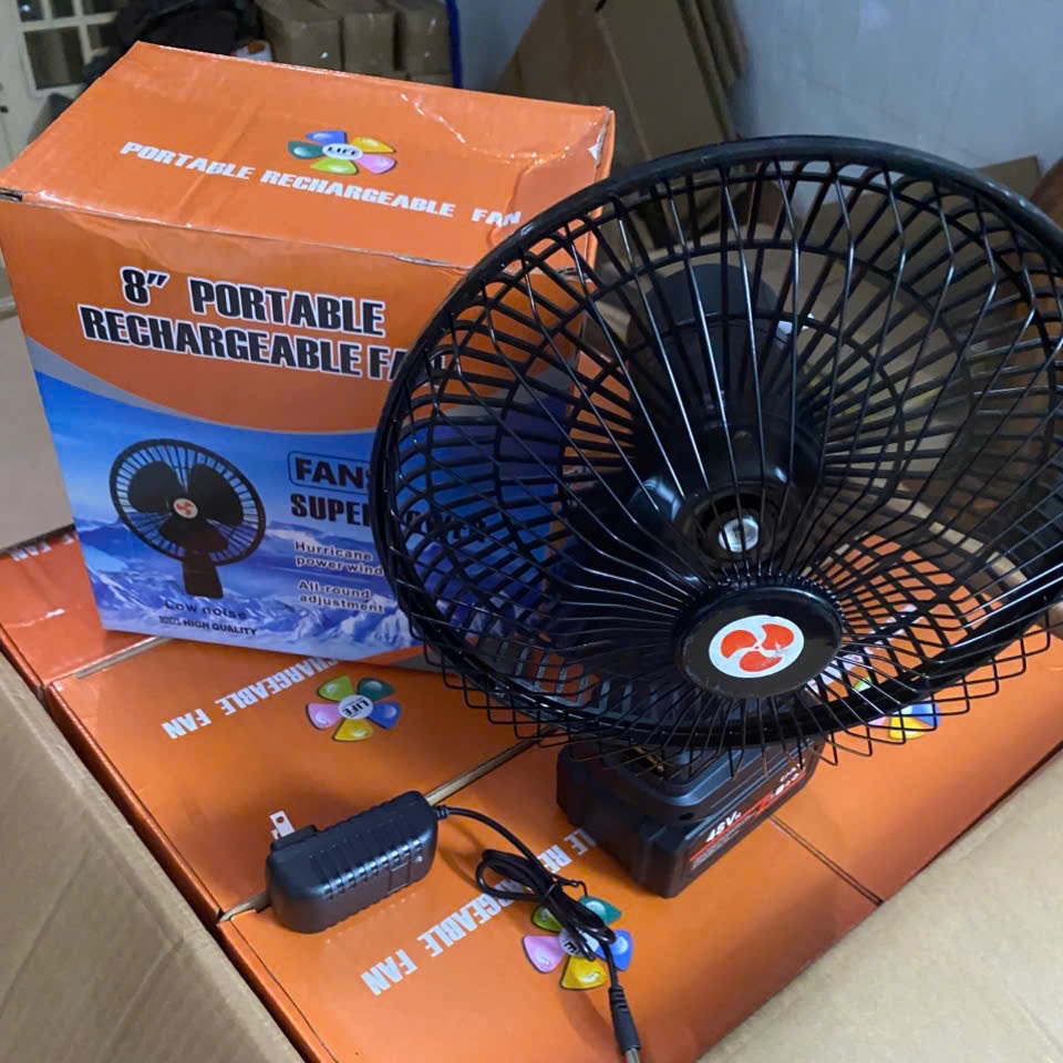 Quạt Tích điện Dùng Pin Rời 10 Cell 48V Metal (có Xoay)