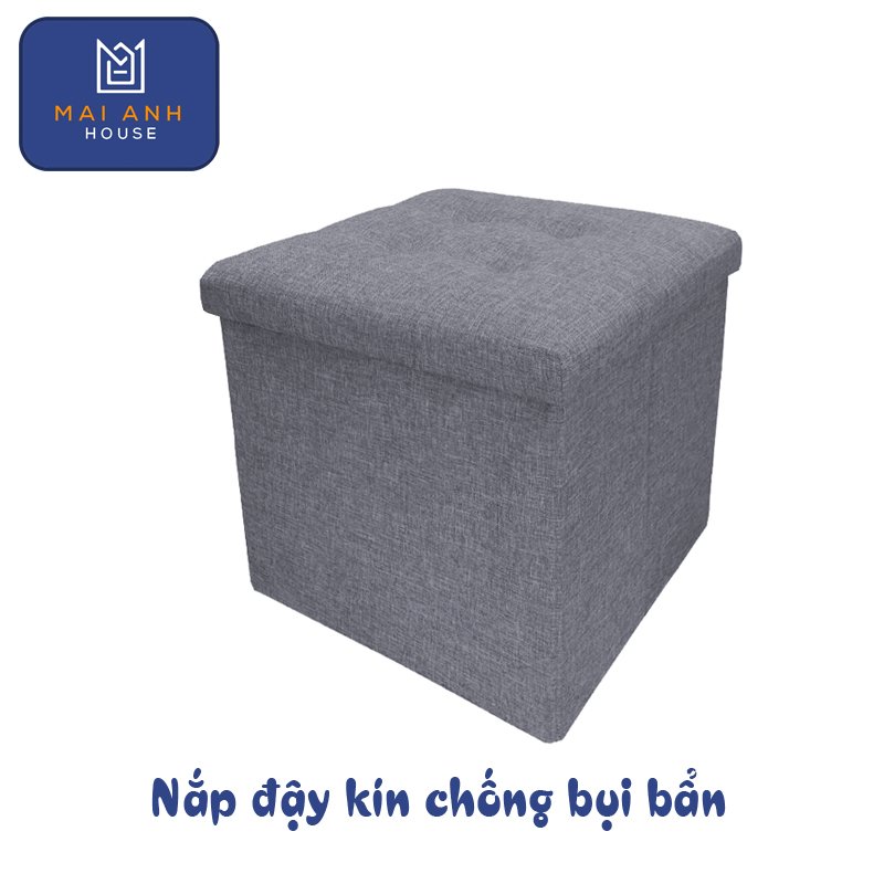 Hộp đôn ghế ngồi Mai Anh House - ghế đôn đa năng vuông chất liệu vải Oxfort cao cấp, thân gỗ MDF cứng cáp, mặt nệm êm ái, nội thất thông minh ghế đôn xếp gọn phong cách Thụy Điển sang trọng, tinh tế