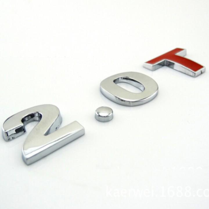 Decal tem Inox chữ 1.8T, 2.0T và 3.0Tdán đuôi xe ô tô