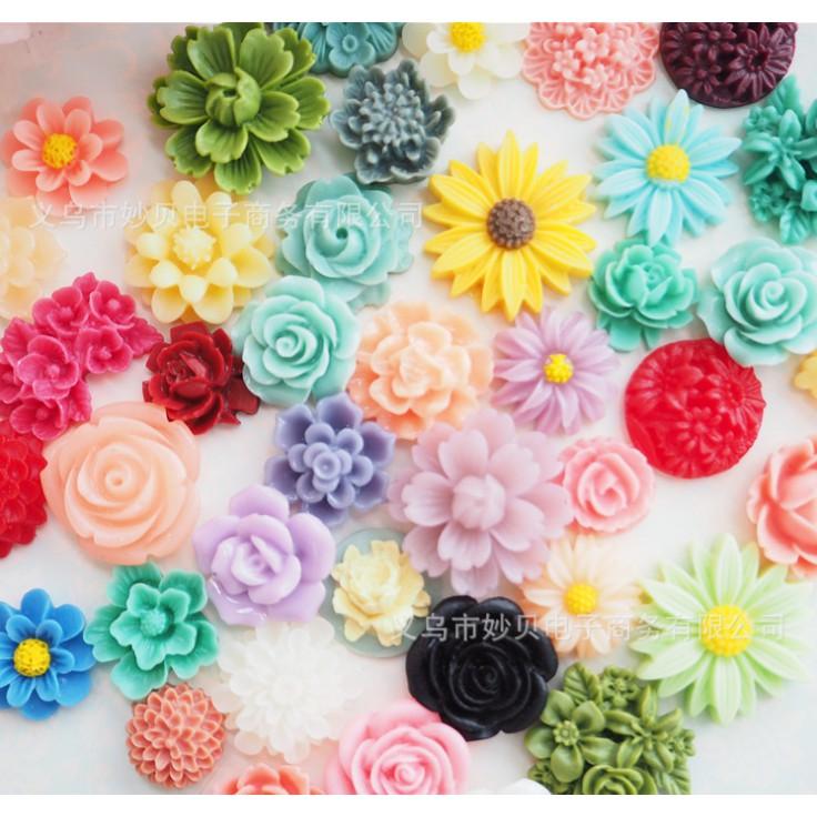 *HN* Túi combo 30 charm hoa các loại cho các bạn về trang trí vỏ ốp điện thoại, kẹp tóc, DIY