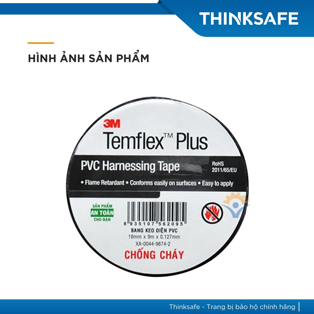 Băng keo điện 3M PVC 1505 cách điện 600v, chống cháy lan 3M Temflex Plus Harnessing Tape
