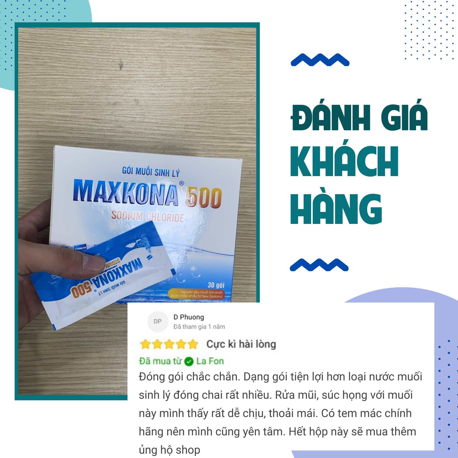 Hộp muối sinh lý súc họng, rửa xoang mũi nhập khẩu New Zealand cho bé và người lớn Maxkona 500| hỗ trợ điều trị viêm mũi, viêm họng, sổ mũi, viêm mũi dị ứng, viêm xoang (20 gói)