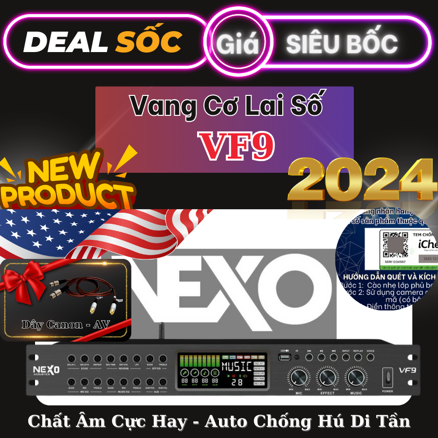 Vang Cơ Lai Số NEXO VF99 - Chống Hú Tự Động Di Tần - Tích Hợp Echo - Delay - Rerverb Siêu Hay - Hàng Nhập Khẩu