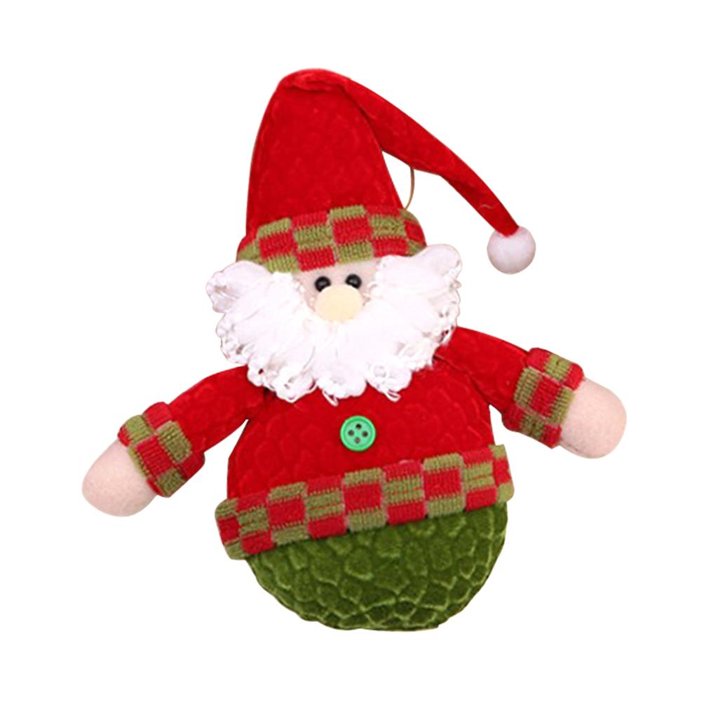 Christmas Santa Snowman Elk Plush Doll Christmas Tree Hanging Decoration A