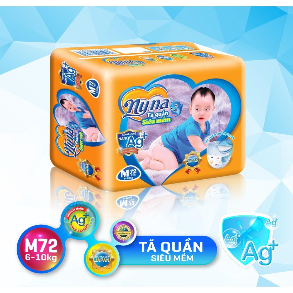 Tã Quần Siêu Mềm Siêu Thấm Đủ Size M 72 Miếng Bỉm Quần Nyna Chính Hãng