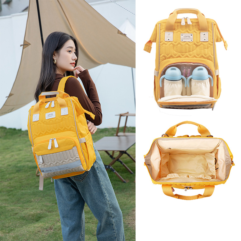 Balo bỉm sữa đựng đồ cho mẹ bé đa năng KidAndMom Lovtis Mommy Bag giữ nhiệt bình sữa, 13 ngăn tiện dụng chống thấm phong cách hiện đại sang trọng