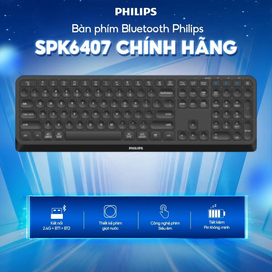 Bàn phím Bluetooth Philips SPK6407 - Hàng Chính Hãng