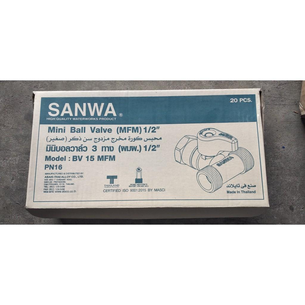 Van chia nước 3 ngã Sanwa 1/2&quot; BV15 MMM Thái Lan, có xuất hóa đơn VAT