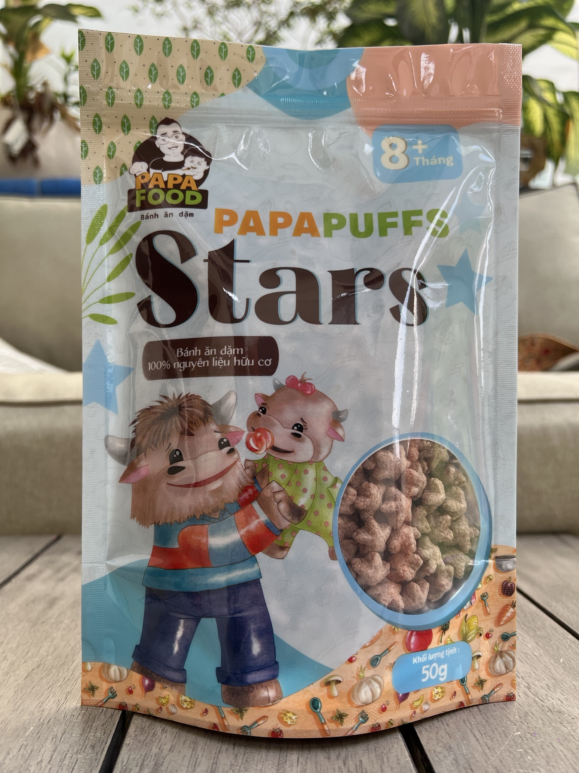 Bánh Ăn Dặm PAPAFOOD PAPAPUFFS STARS - 100% Nguyên Liệu Hữu Cơ