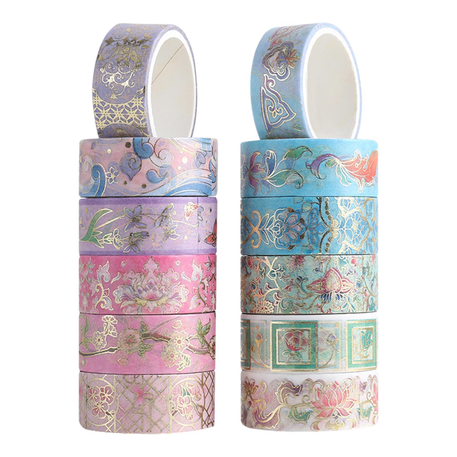12 Rolls Bronzing Washi Tape Set, Decor Masking Tape, Colorful Tapes for Scrapbook, DIY Crafts, Planners, Card Gift Wrapping