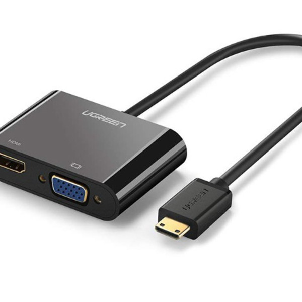 Cáp Mini HDMI to HDMI + VGA cao cấp chính hãng UGREEN 40385 hỗ trợ 4K, 3D