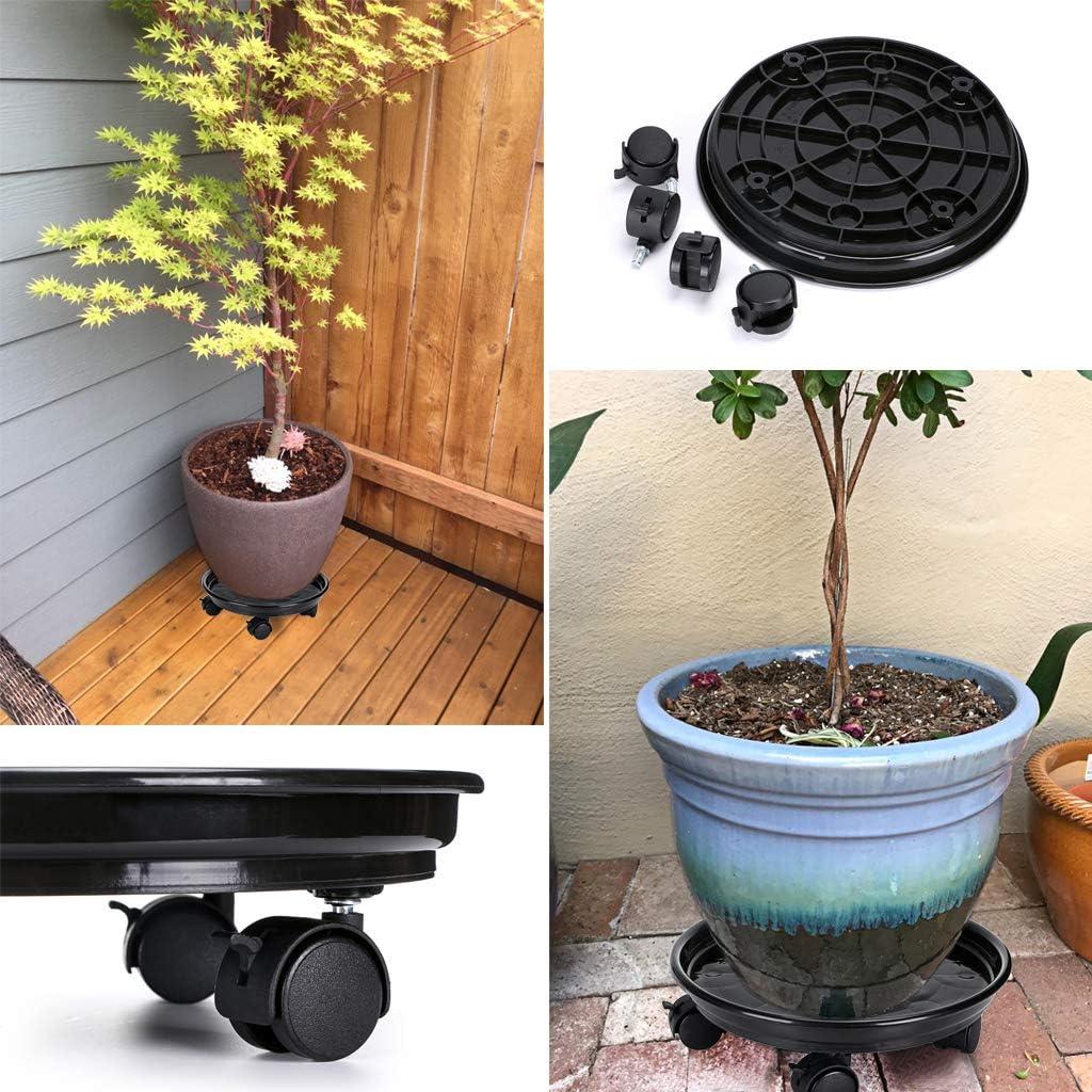 Hỗ trợ nồi hoa, nhà máy giữ bánh xe, người giữ nhà máy với bánh xe phổ quát cho cây trong nhà và ngoài trời, công suất tải 60kg, màu đen