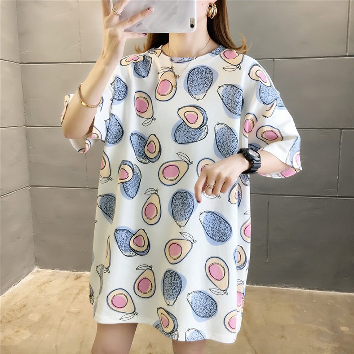 Áo Thun Nữ Form Rộng Họa Tiết Hình Quả Bơ Chất Vải Siêu Thoáng Mát Nhiều Màu Lựa Chọn