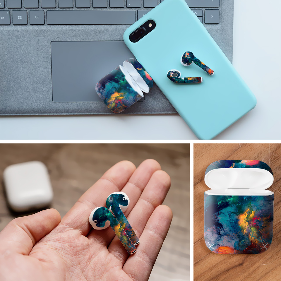 Miếng dán skin chống bẩn cho tai nghe AirPods in hình Thiên nhiên - tnx001 (bản không dây 1 và 2