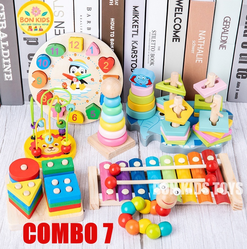 Combo Đồ chơi gỗ Montessori cho bé tư duy, phát triển trí tuệ vừa học vừa chơi - Đồ chơi giáo dục cho bé