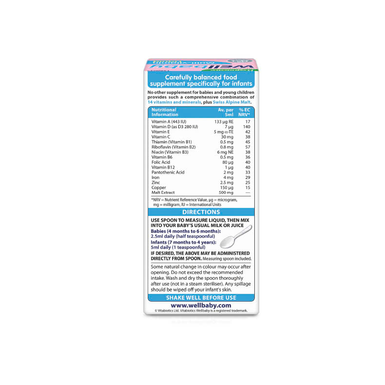 Siro Vitabiotics Wellbaby Multi-vitamin Liquid bổ sung vitamin và khoáng chất cho trẻ (Chai 150ml)