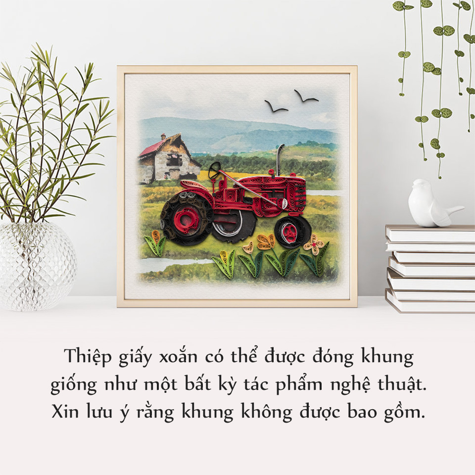 Thiệp Giấy Xoắn - Máy Cày Đỏ - NCC-T1504