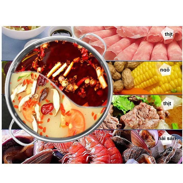 Nồi Lẩu Inox 2 Ngăn tiện lợi Size 30 cm