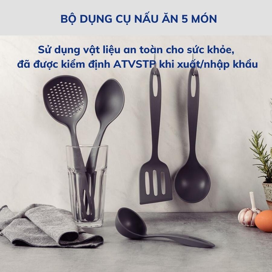 Bộ Dụng Cụ Muôi Vá Muỗng Nấu Ăn 5 Món Thương Hiệu Tramontina Chất Liệu Nhựa An Toàn Chịu Nhiệt Sản Xuất Tại Brazil