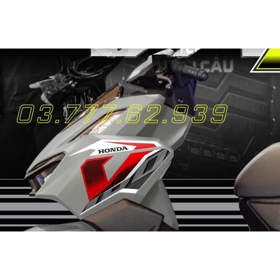 Bi Decal Tem rời Vario 160 xe xám xi măng - mẫu tổ ong đỏ đen mới nhất 2023