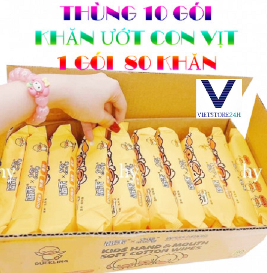 THÙNG KHĂN ƯỚT CON VỊT VÀNG ( 10 GÓI ) , 80 TỜ