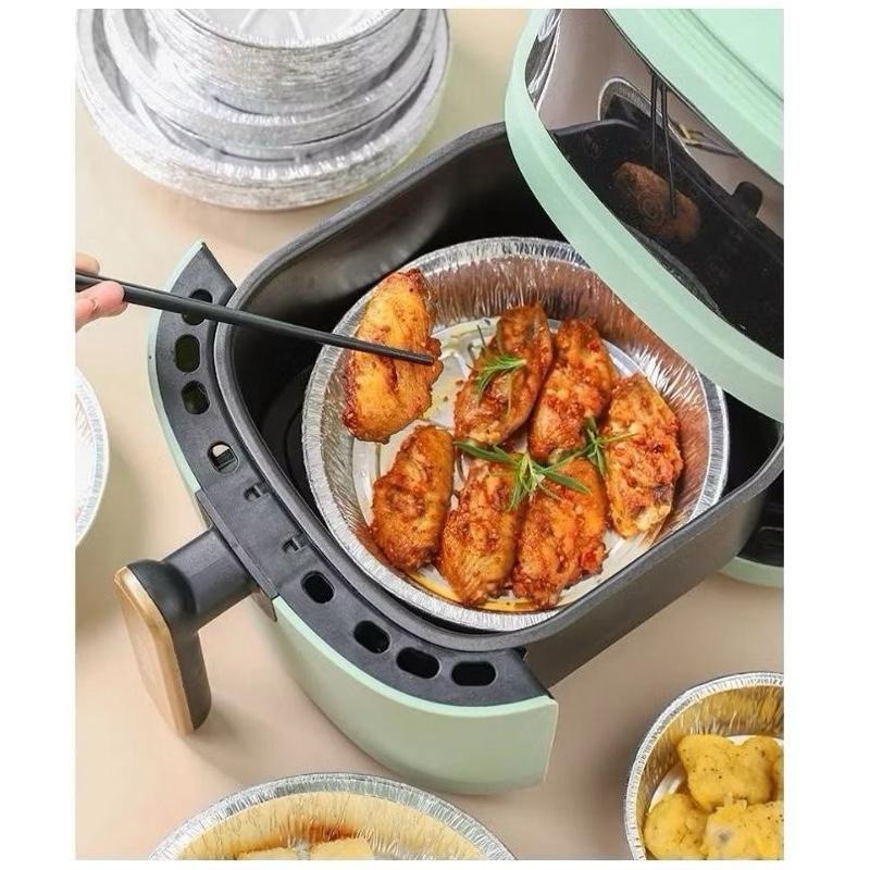 [AnhOtShop] Combo 100 Khay Giấy Bạc 22cm Lót Nồi Chiên Không Dầu – Tái Sử Dụng, Dùng Nướng Chiên Đồ Nhà Bếp