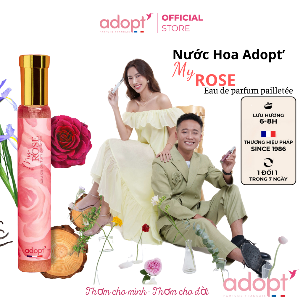 Nước hoa cho nữ,nước hoa thùy tiên cao cấp chính hãng adopt hương hoa hồng cuốn hút My Rose dung tích 30ml