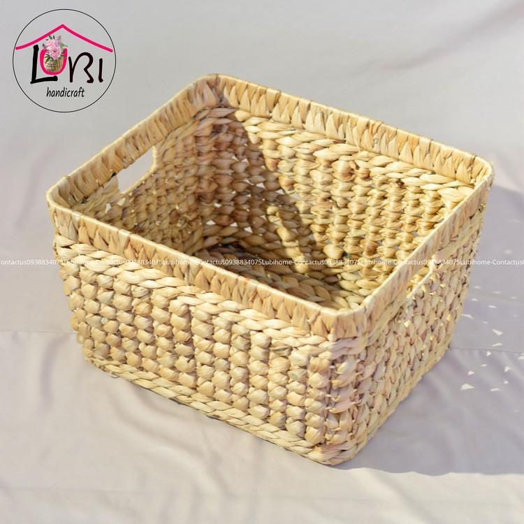 - Khay đựng đồ lục bình hình chữ nhật miệng bo đôi đan nút - sang trọng