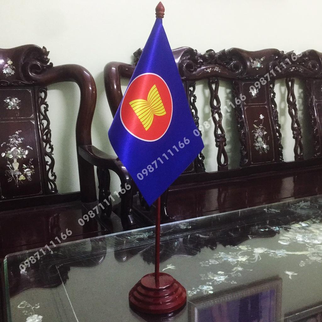Cờ Để Bàn Đế gỗ Cắm 1 cờ ASean In Kỹ Thuật Số