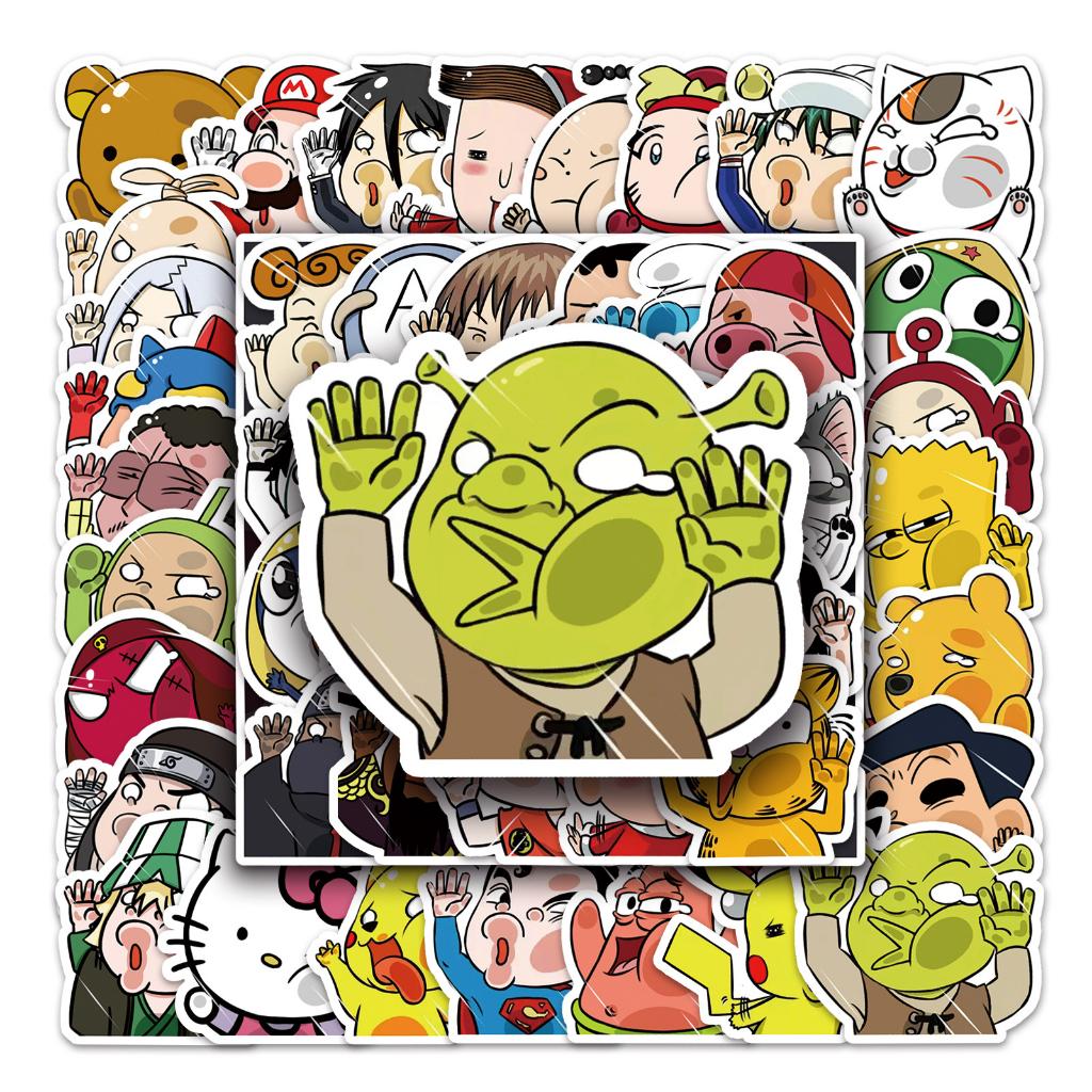 Sticker CHIBI DÍ MẶT VÀO KÍNH hoạt hình cute trang trí mũ bảo hiểm,guitar,ukulele,điện thoại,sổ tay,laptop-mẫu S121