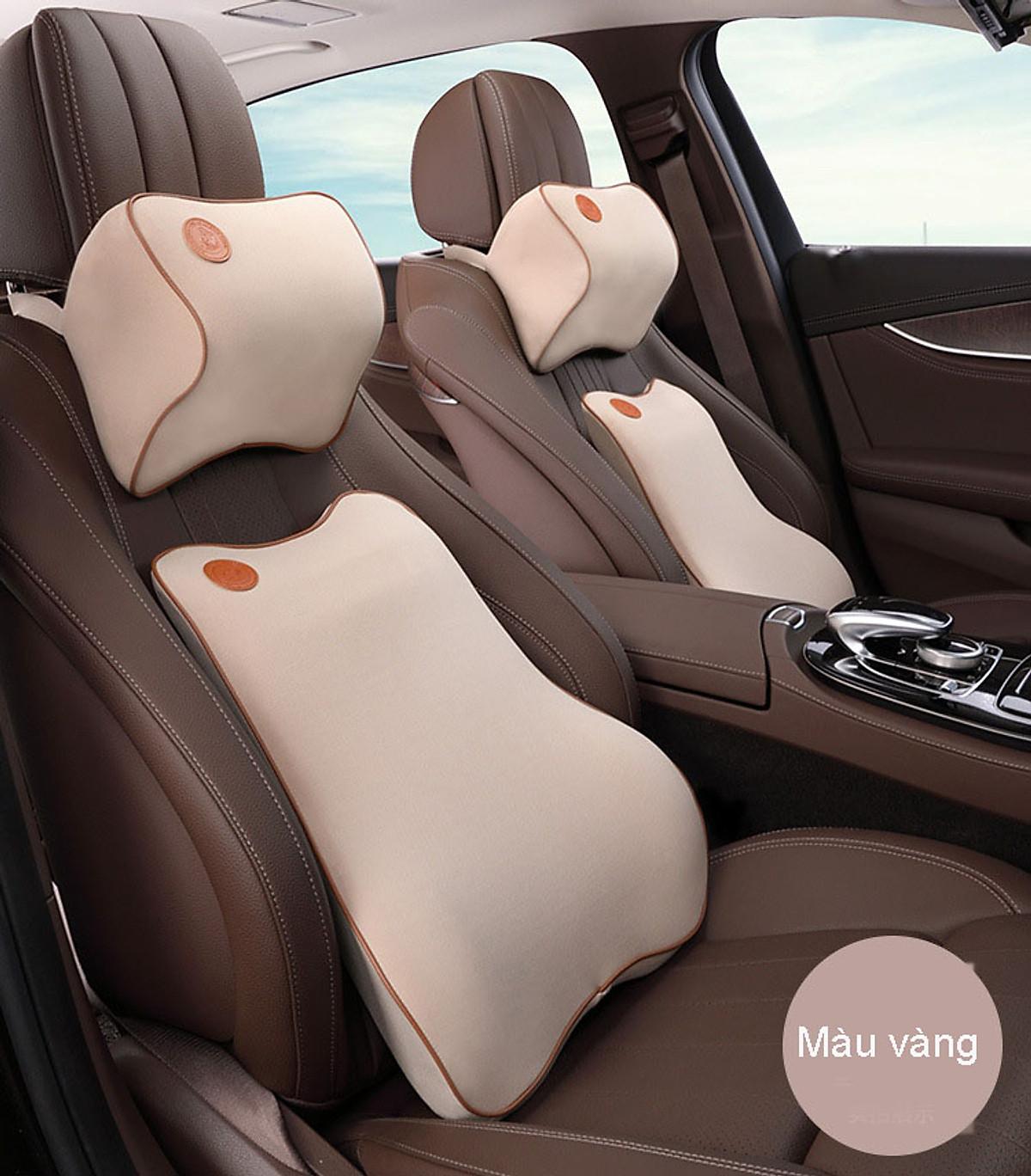Bộ Gối Tựa Đầu Và Tựa Lưng Xe Hơi, Chất Liệu Cao Su Non Cao Cấp