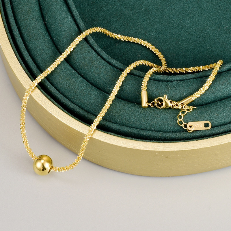 Dây Chuyền Dây Lấp Lánh Mặt Trái Châu Titan Ko Đen TT 4367