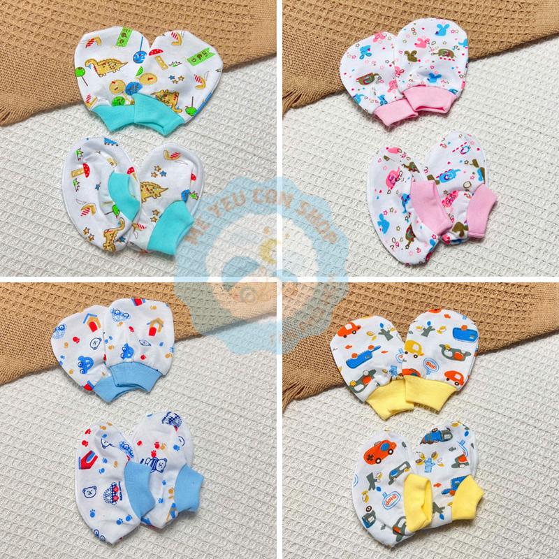 Set Bao tay bao chân cotton cho bé sơ sinh nhiều mẫu - Hiệu Mintuu
