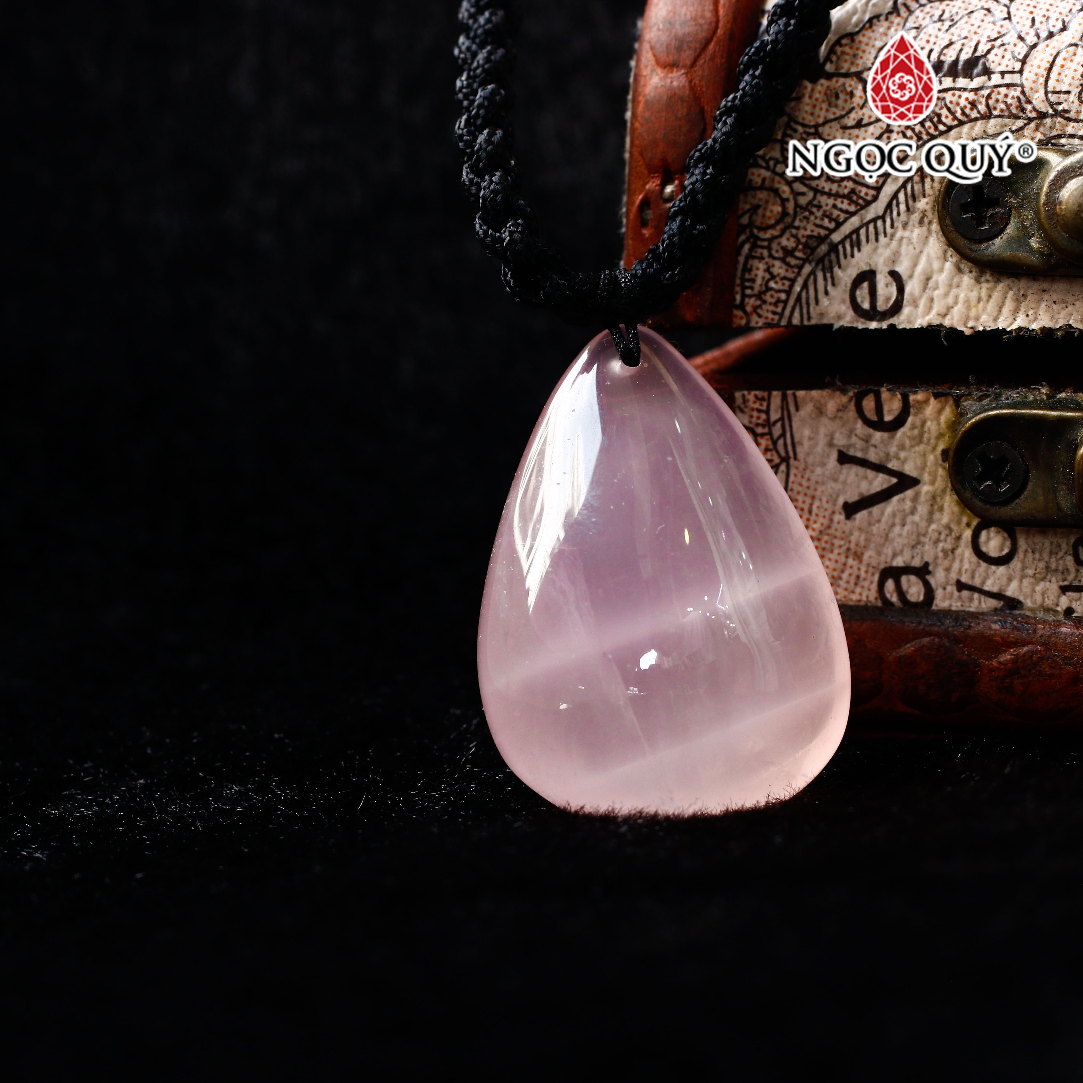 Hình ảnh Mặt dây chuyền hình giọt nước thạch anh hồng - Ngọc Quý Gemstones