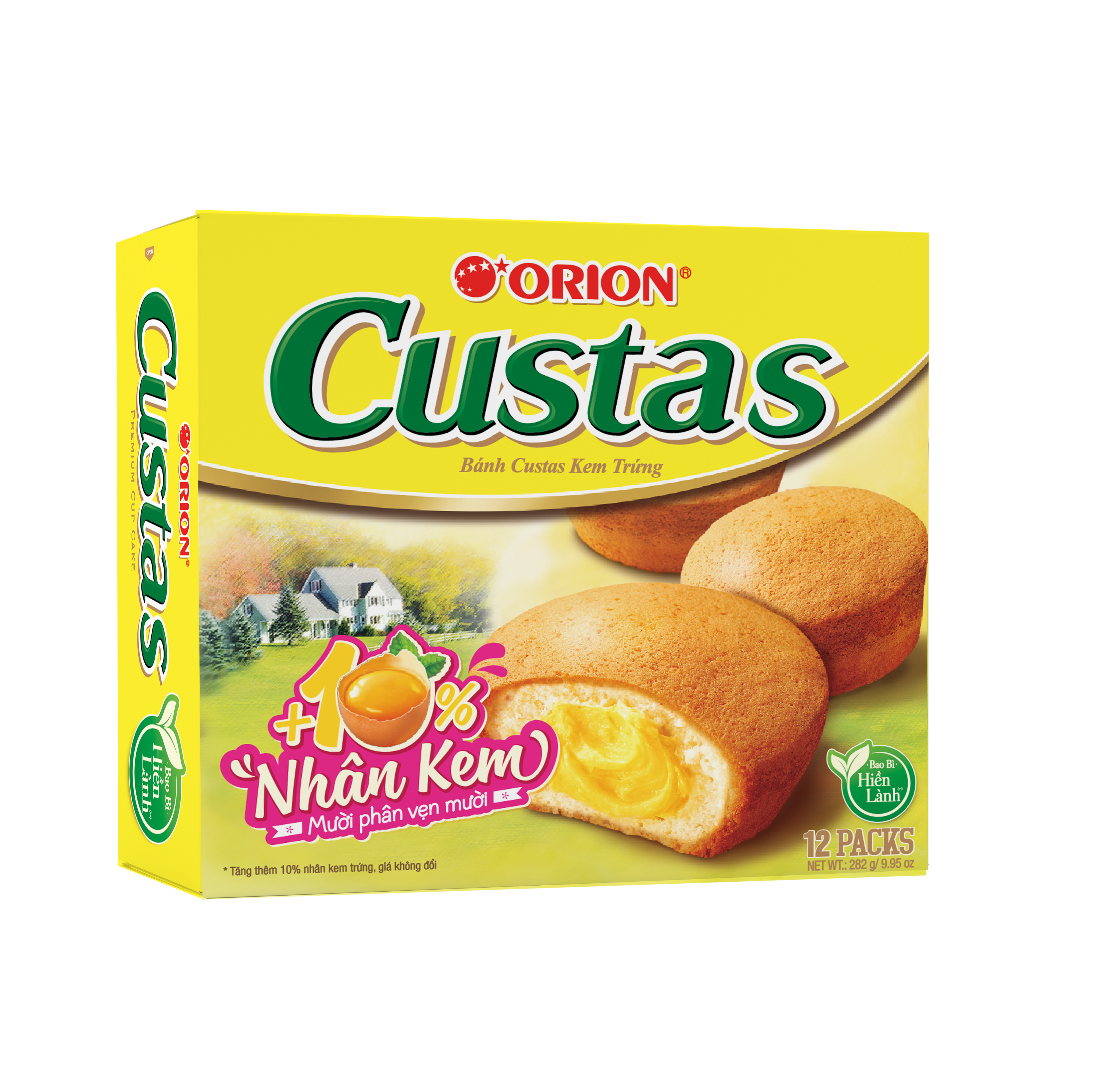 Combo 4 hộp bánh Custas Orion vị kem trứng (282g x 4 hộp)