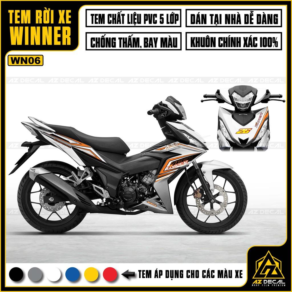 Tem Rời Dán Xe Winner V1 / 150 Mẫu HYPER | WN06 | Decal Chế Xe Chất Liệu PVC Chống Nước, Chống Bay Màu - Xanh Trắng