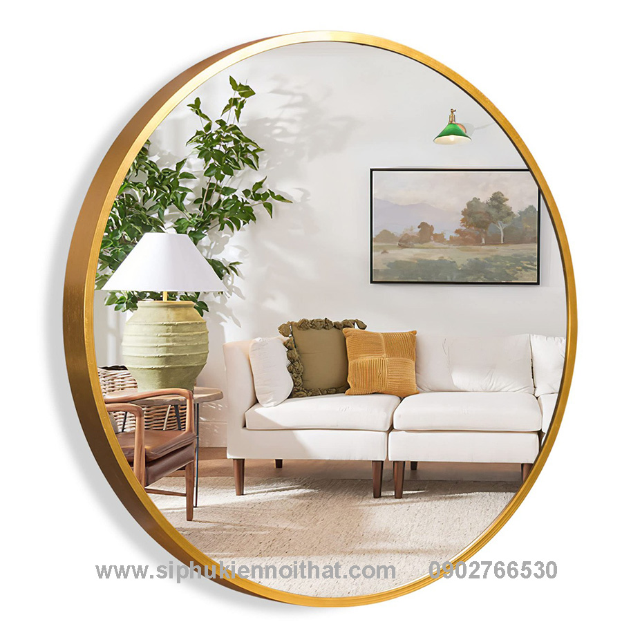 Gương Tròn Khung Nhôm Mạ Màu Vàng Đồng TT-070