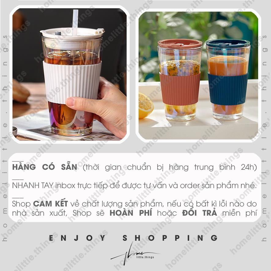 Ly, cốc thủy tinh đựng nước có nắp đậy kín mang đi 450ml