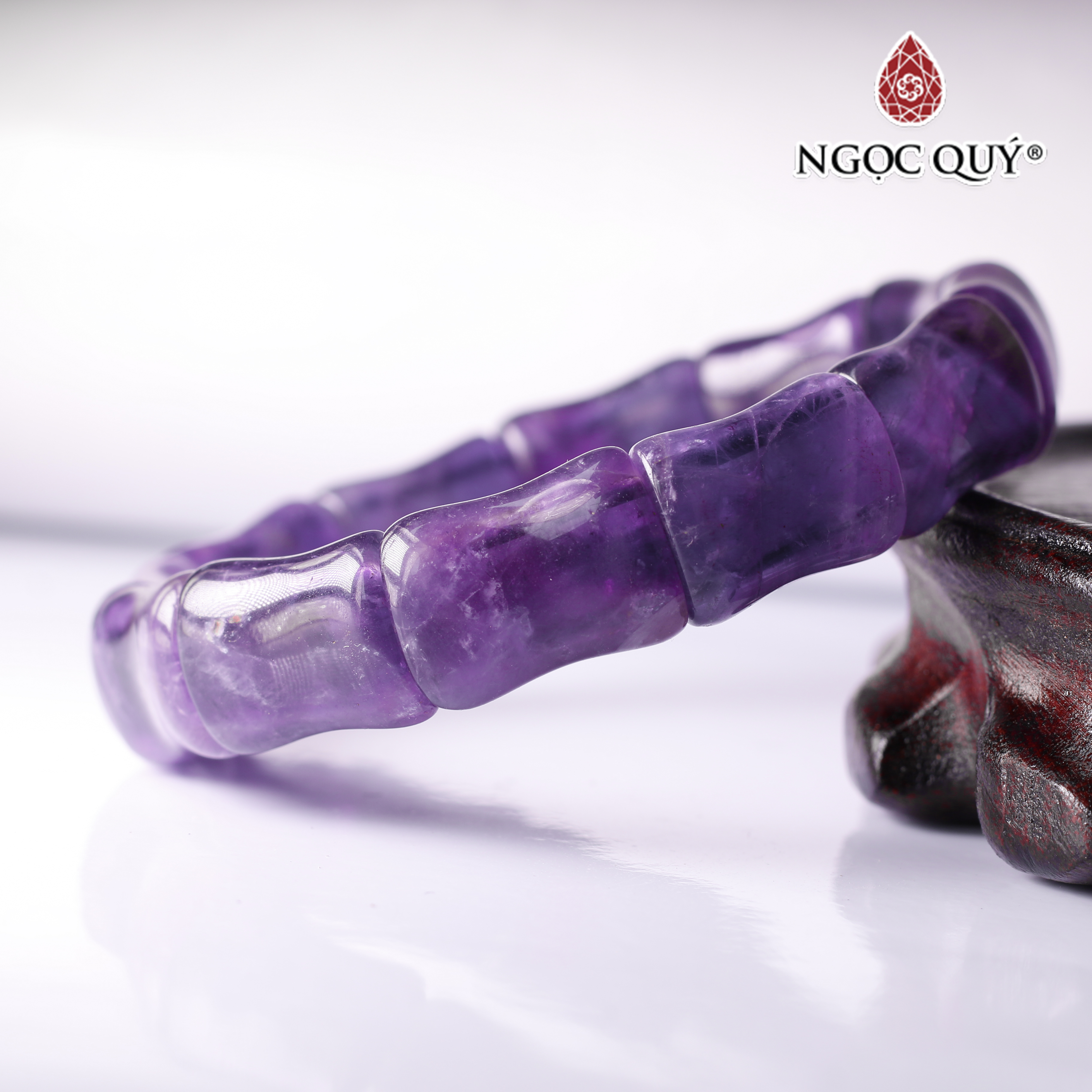 Vòng đốt trúc đá thạch anh tím cao 12mm mệnh hỏa. thổ - Ngọc Quý Gemstones