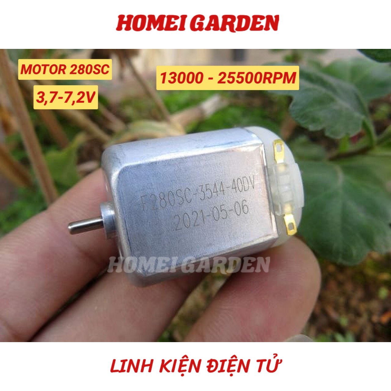 Motor 280 từ tính mạnh tốc độ cao lực mạnh điện áp 3.7V - 7.2V 13000 - 25500 RPM - HM0101