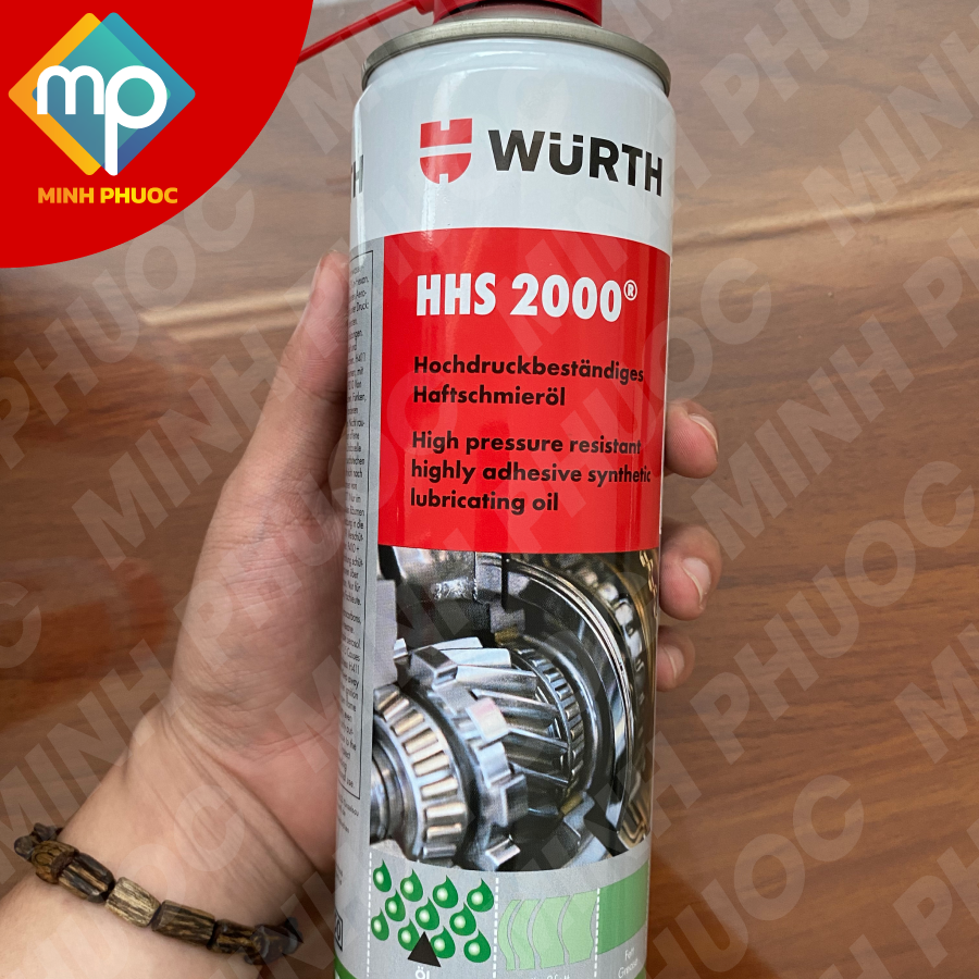 [RẺ SẬP SÀN] Mỡ bò nước dạng xịt HHS 2000 Wurth 0893106 (Chai 500ml)- Nhập khẩu từ Đức