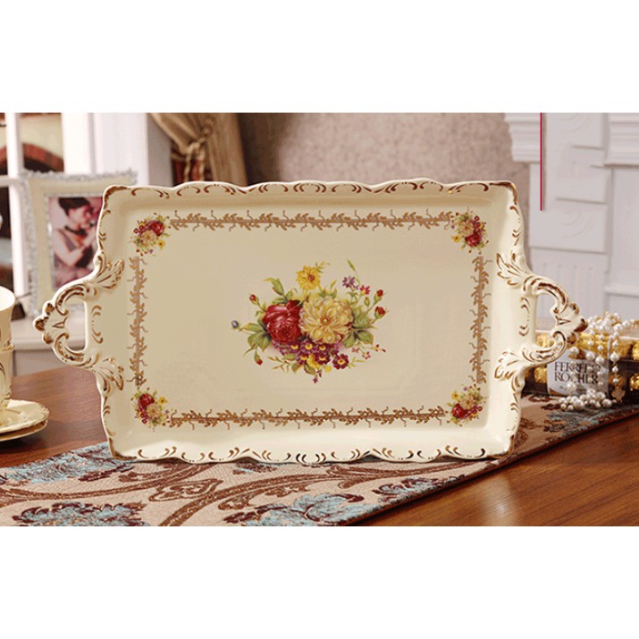 Bộ ấm chén mang phong cách tân cổ điển CB03-AC2 với thiết kế họa tiết hoa mẫu đơn tinh tế, sang trọng