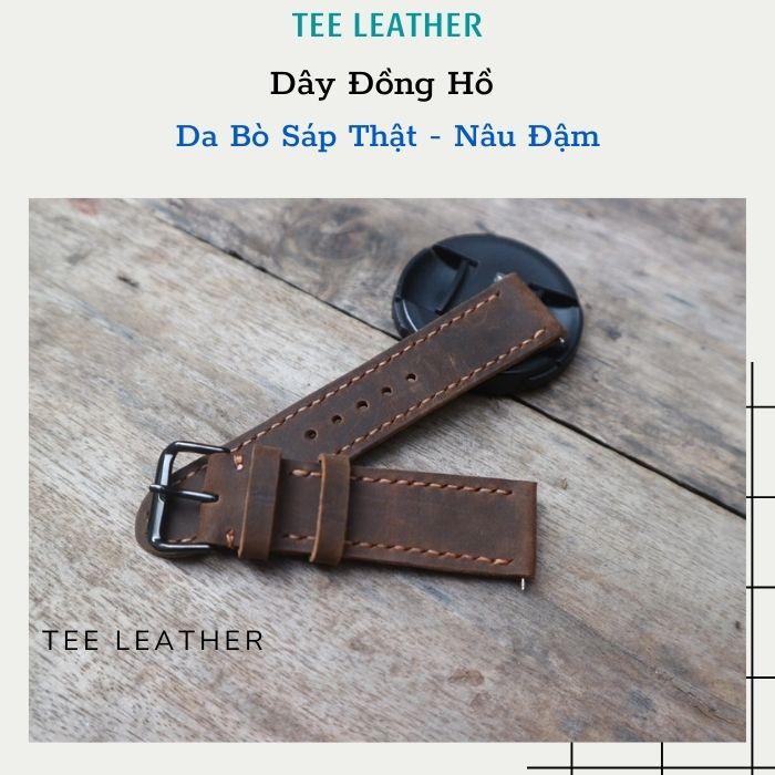 Dây da đồng hồ nam da bò Vintage-khâu tay thủ công size 18mm, 20mm, 22mm, 24mm - TEE LEATHER