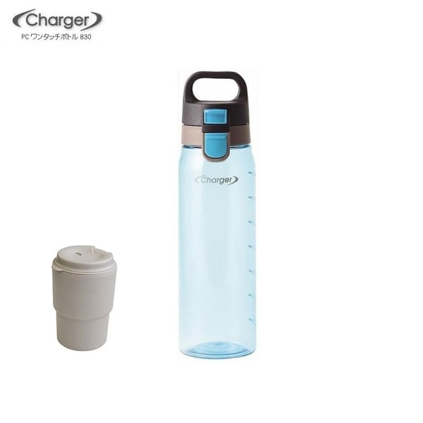Combo bình nước Charger 830ml làm từ nhựa tritan + cốc giữ nhiệt có nắp xoay 320ml hàng nội địa Nhật Bản