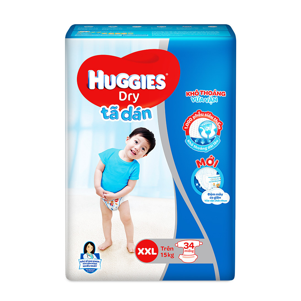 Tã Dán Huggies Dry Gói Đại XXL34 (34 Miếng)